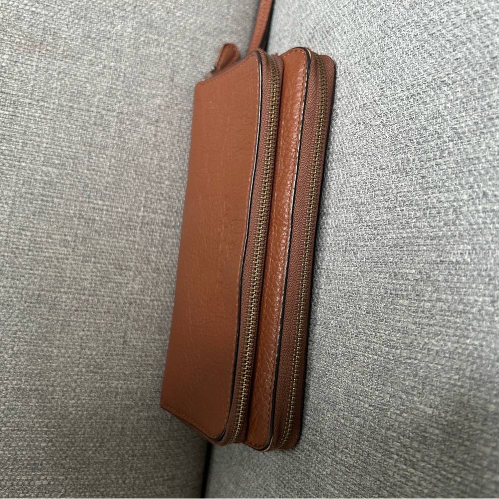 Coach Brown Pebbled Leather Wristlet Clutch - Picture 11 of 15